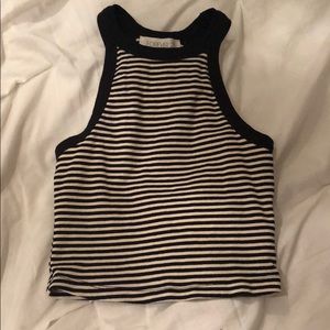 Clack/white cropped halter top